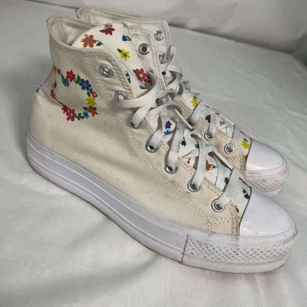 Converse Unisex High-Top Sneakers Floral Pattern Size 9/11 Multicolor Canvas‎